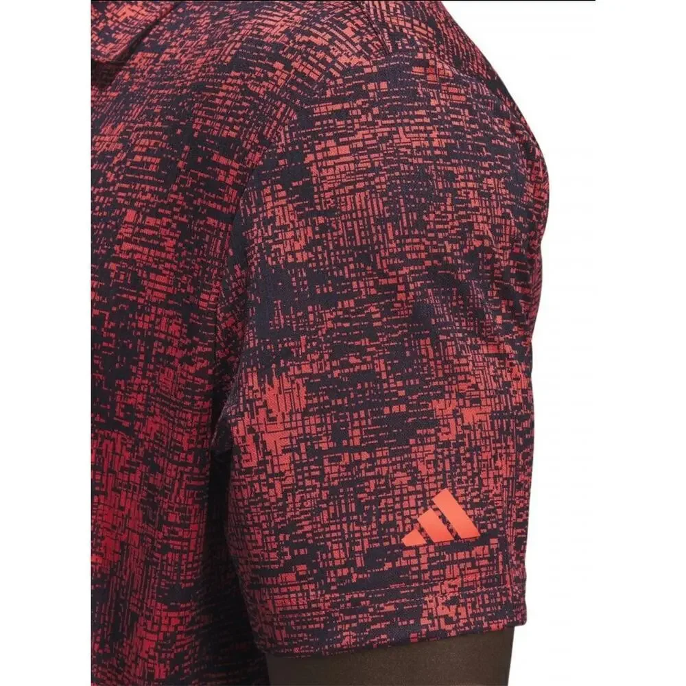Adidas Golf Polo Aerial Jacquard Red Black Medium NWT